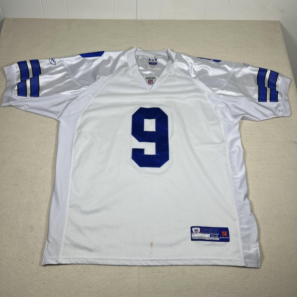 Dallas Cowboys Jersey Mens 54 White Blue NFL Football Tony Romo‎ Reebok Stitched